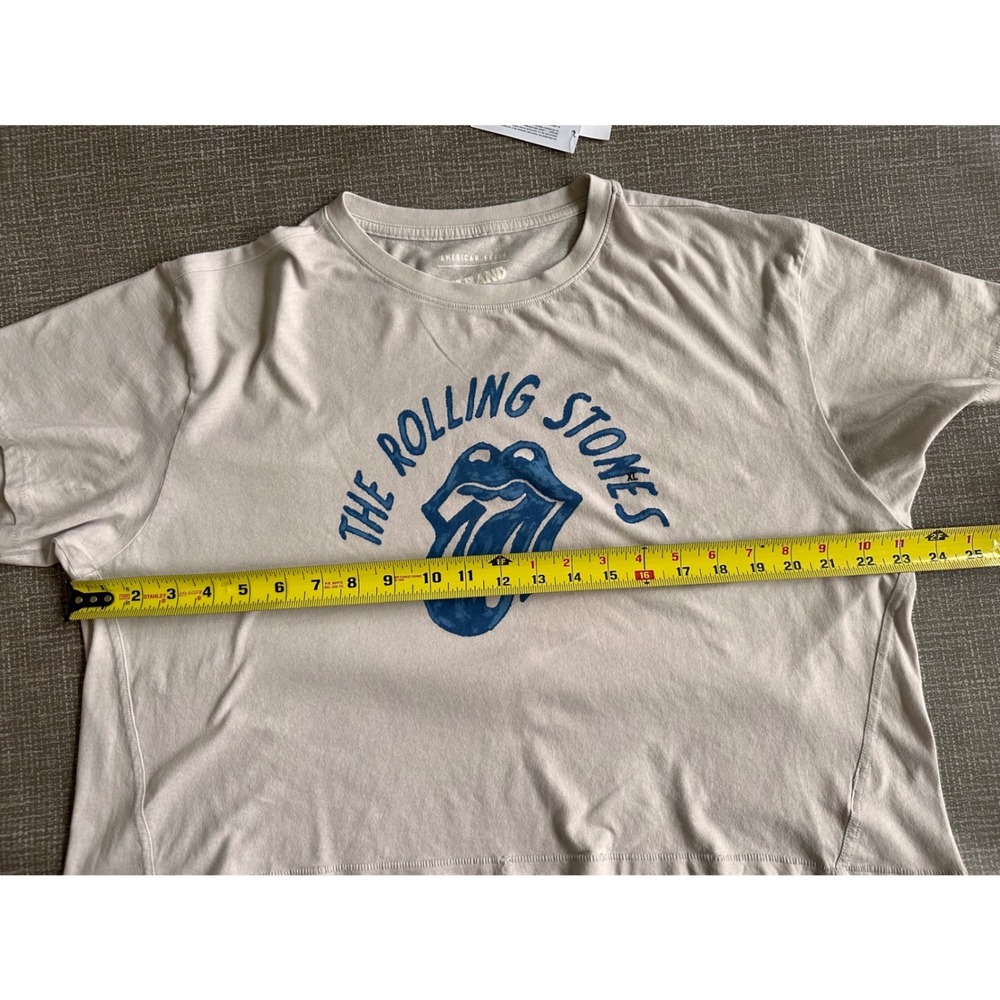 American Eagle The Rolling Stones Band Tee Beige Blue Graphic T-Shirt XL NWT - Picture 9 of 10